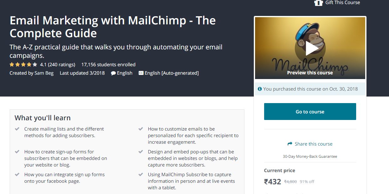 email marketing with mailchimp course