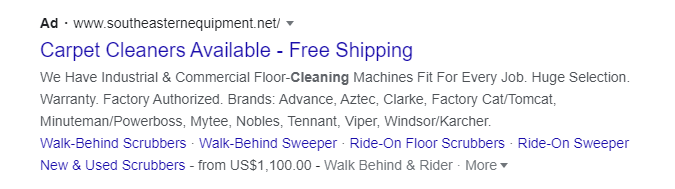 carpet cleaning search ads