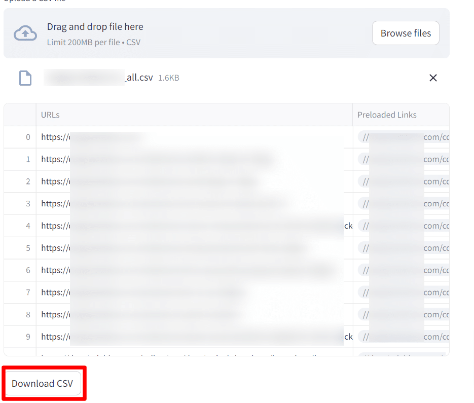 preload urls extraction