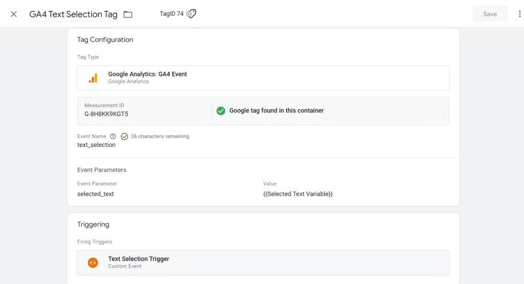 GA4 Text Selection Tag